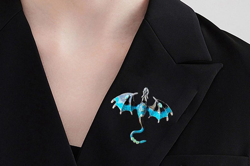 2Pcs Vintage Punk Dragon Flying Shape Brooch Pin Lapel Clothes Jewelry Accessory Carousel 2