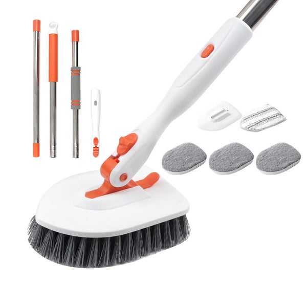 Cleaning Brush Kit with Adjustable Handle and 4Pcs Brush Replacements Carousel 1