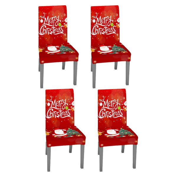 4pcs Christmas Chair Cover Xmas Santa Chair Slipcover Creative Pattern Dining Ch Carousel 1