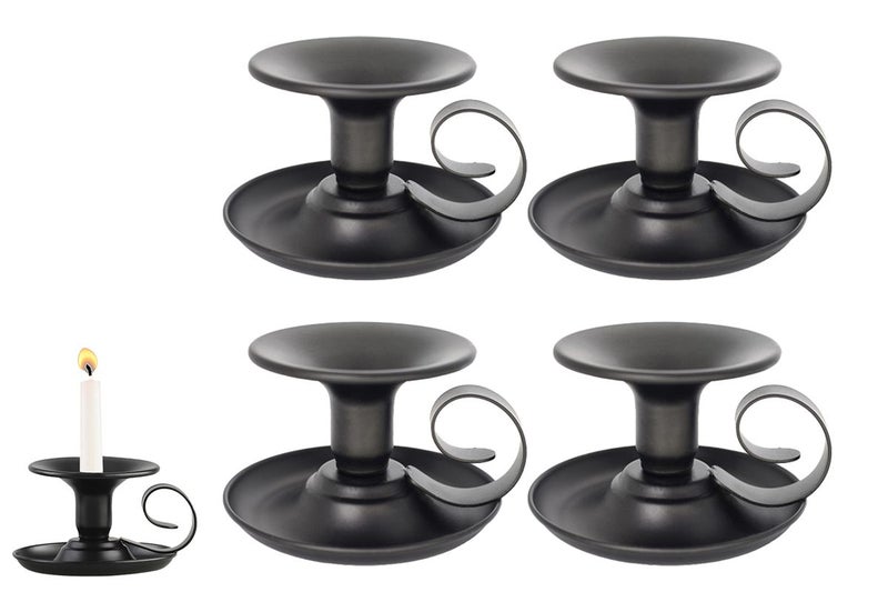 4Pcs Retro Handheld Candle Holders Black Iron Taper Table Centerpiece for Thanks Carousel 1
