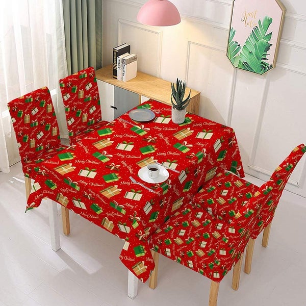 4pcs Christmas Chair Cover Xmas Santa Chair Slipcover Creative Pattern Dining Ch Carousel 5