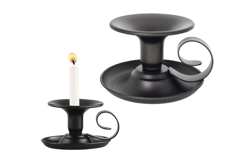 8Pcs Retro Handheld Candle Holders Black Iron Taper Table Centerpiece for Thanks62968313383683112