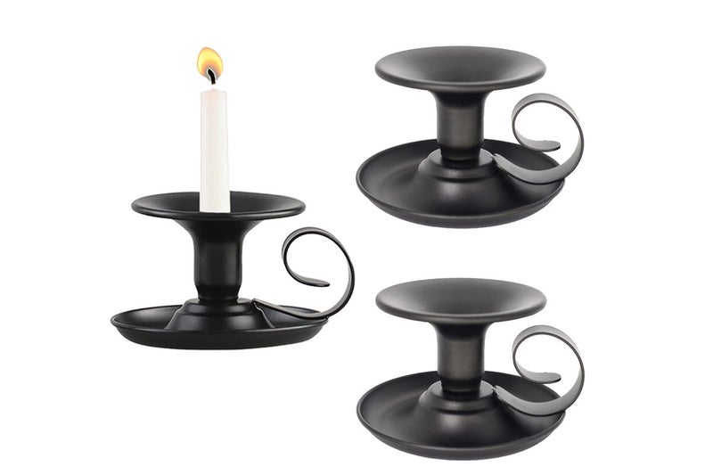 8Pcs Retro Handheld Candle Holders Black Iron Taper Table Centerpiece for Thanks62968313383683113