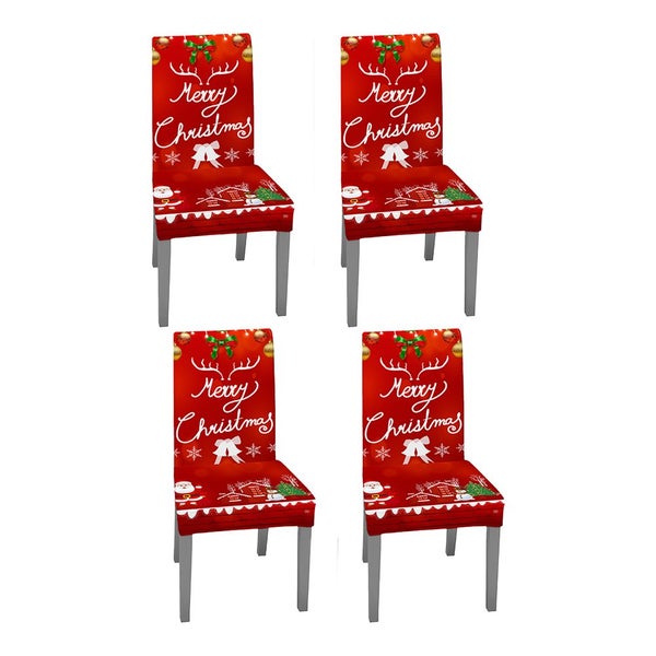 4pcs Christmas Chair Cover Xmas Santa Chair Slipcover Creative Pattern Dining Ch Carousel 1