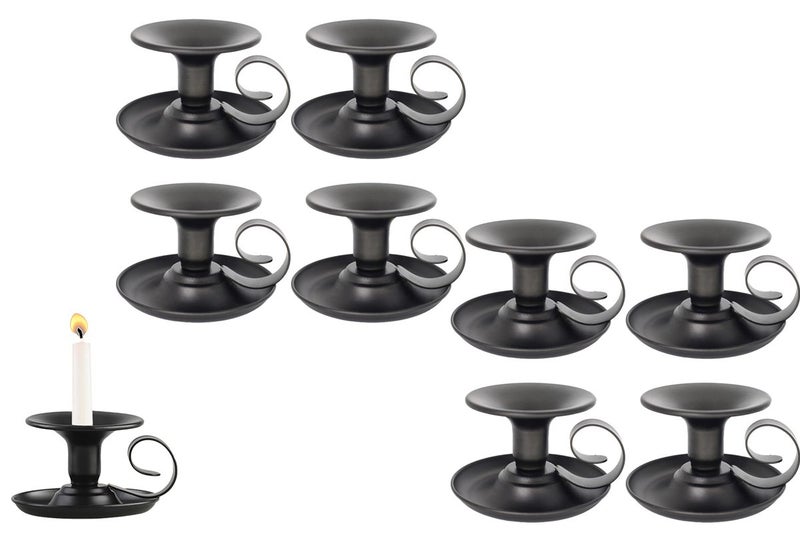 8Pcs Retro Handheld Candle Holders Black Iron Taper Table Centerpiece for Thanks Carousel 1