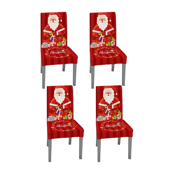4pcs Christmas Chair Cover Xmas Santa Chair Slipcover Creative Pattern Dining Ch Carousel 1