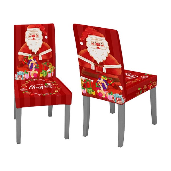 2pcs Christmas Chair Cover Xmas Santa Chair Slipcover Creative Pattern Dining Ch Carousel 1