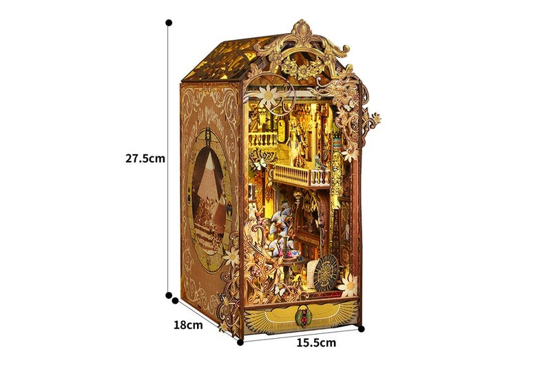 Toy DIY Dollhouse Wooden Miniature Furniture Kit 3D Puzzle Book Stand Best Birth Carousel 10