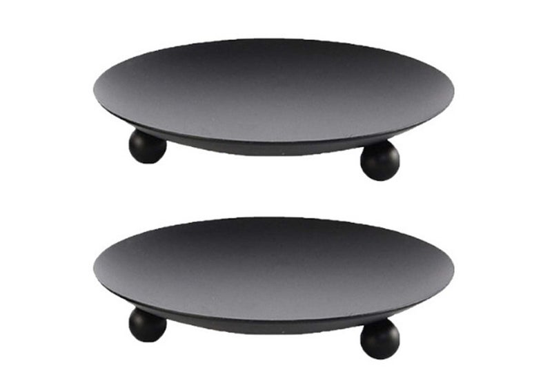 2Pcs Candle Holder Decorative Iron Pillar Candle Plate Stand for Weddings Dinnin Carousel 2