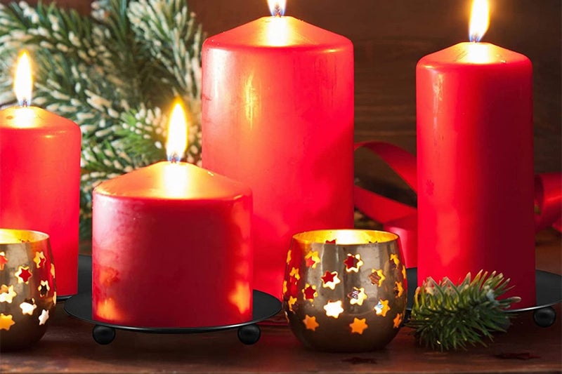 2Pcs Candle Holder Decorative Iron Pillar Candle Plate Stand for Weddings Dinnin Carousel 4