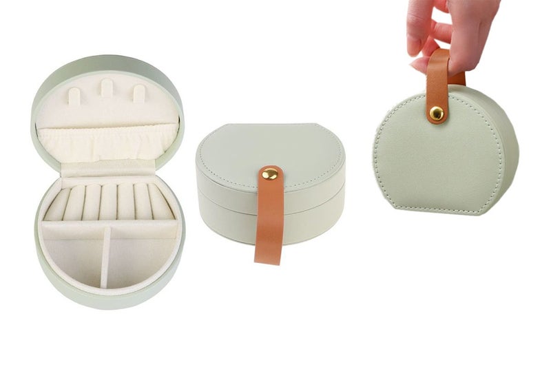 Small Jewelry Box Leather Mini Travel Jewelry Storage Case For Earring Necklace- Carousel 1