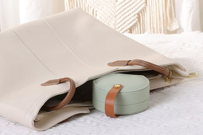 Small Jewelry Box Leather Mini Travel Jewelry Storage Case For Earring Necklace- Carousel 2