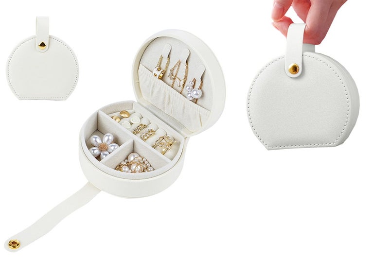 Small Jewelry Box Leather Mini Travel Jewelry Storage Case For Earring Necklace- Carousel 1