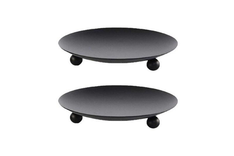 2Pcs Candle Holder Decorative Iron Pillar Candle Plate Stand for Weddings Dinnin Carousel 2
