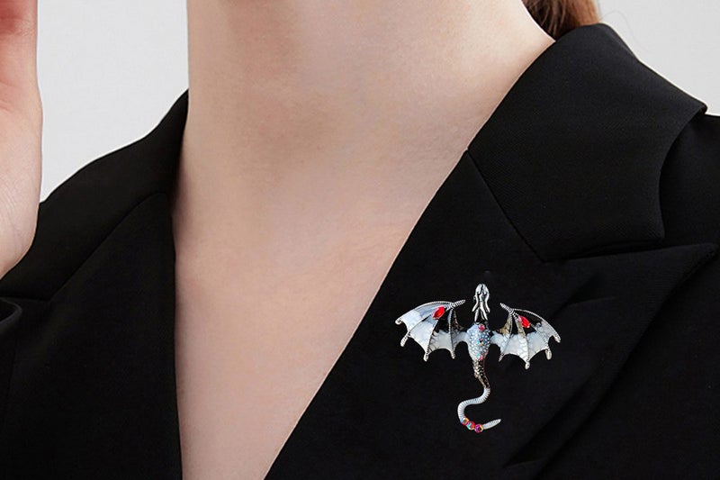 2Pcs Vintage Punk Dragon Flying Shape Brooch Pin Lapel Clothes Jewelry Accessory Carousel 2