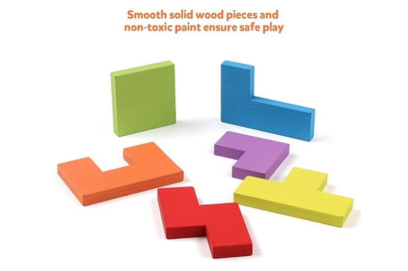 2pcs Toy Wooden Puzzles Blocks Brain Teasers Toy Wooden Tangram Colorful Jigsaw Carousel 9