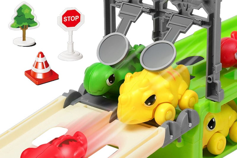 Toy Dinosaur Truck Car Foldable Toy Race Cars with Ejection for Boys Girls-Yello Carousel 8