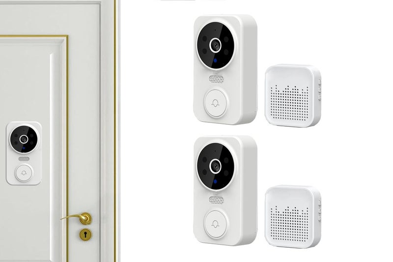 2Pc Smart Wireless Remote Video Doorbell 2-Way Audio With HD Night Vision Angle Carousel 1