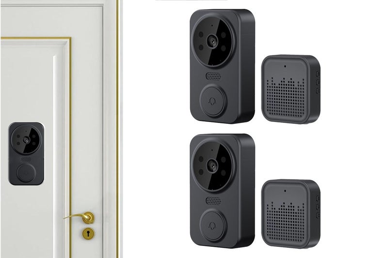 2Pc Smart Wireless Remote Video Doorbell 2-Way Audio With HD Night Vision Angle Carousel 1