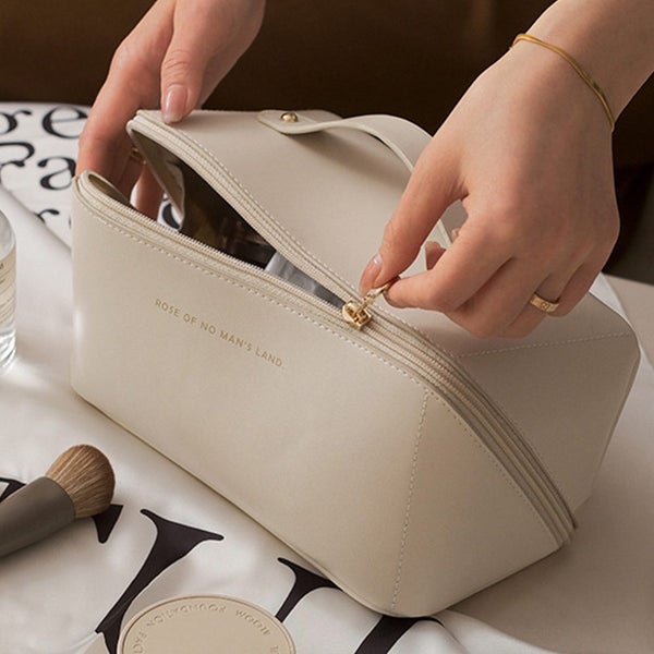 Travel Cosmetic Bag Portable Makeup Organizer Toiletry Bag For Women -Beige Carousel 9