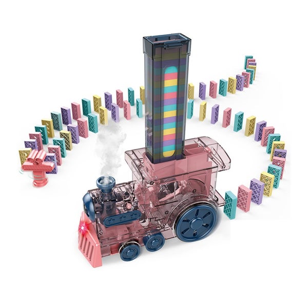 Toy Domino Train Set Automatic Laying Train with 80Pcs Domino Blocks for Kids-Pi Carousel 2