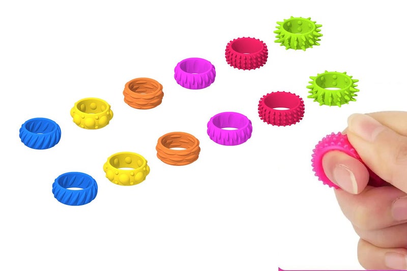 12 PCS Fidget Ring Sensory Toys for Textured Soft Stress Reducer Ring Finger Spi Carousel 1