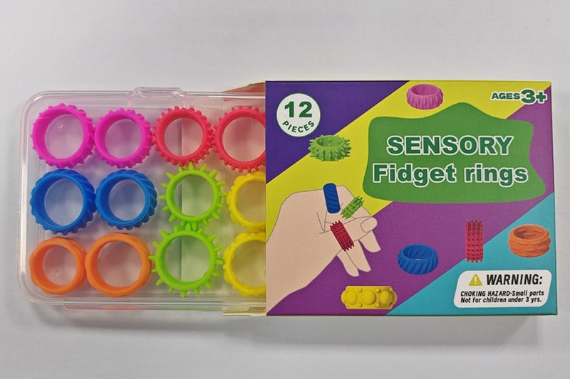 12 PCS Fidget Ring Sensory Toys for Textured Soft Stress Reducer Ring Finger Spi Carousel 6