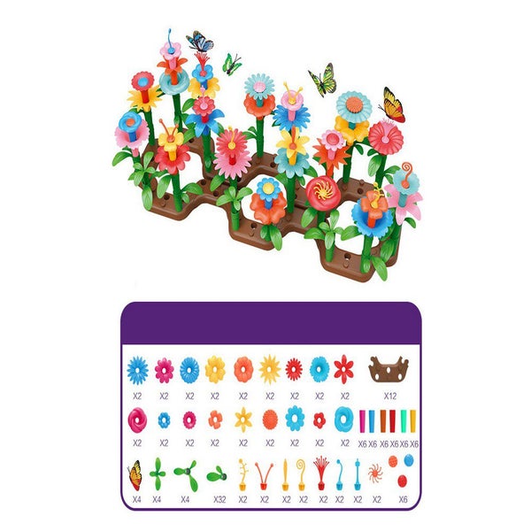 Toy 148-Piece Set Kids Flower Garden Building Toys Gardening Pretend Gift Carousel 2