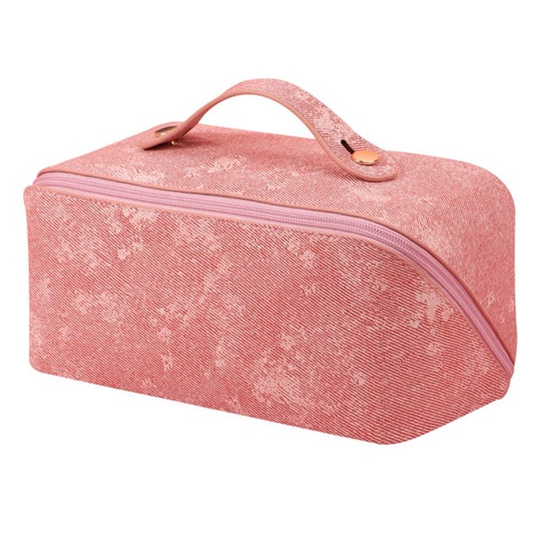 Large Opening PU Leather Makeup Bag -Pink Carousel 1