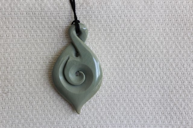 BEAUTIFUL KORU-TWIST TWIST INANGA FLOWER POUNAMU / Jade Twist #196 Carousel 3
