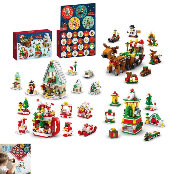 Toy Christmas Advent Calendar Christmas Tree Santa Party Favors Building Block B Carousel 1