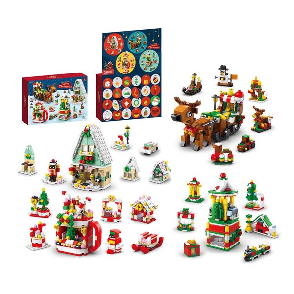 Toy Christmas Advent Calendar Christmas Tree Santa Party Favors Building Block B Carousel 2