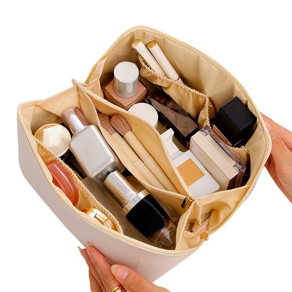 Large Capacity Travel Cosmetic Bag Makeup Organizer with Brushes Slots Divider - Carousel 2