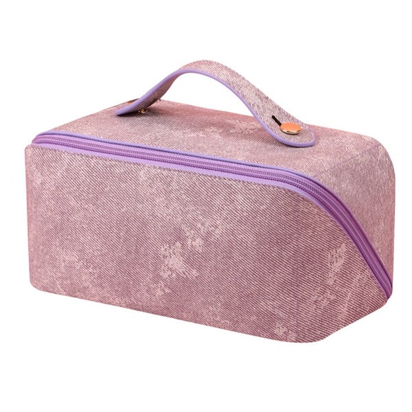 Large Opening PU Leather Makeup Bag -Purple Carousel 1