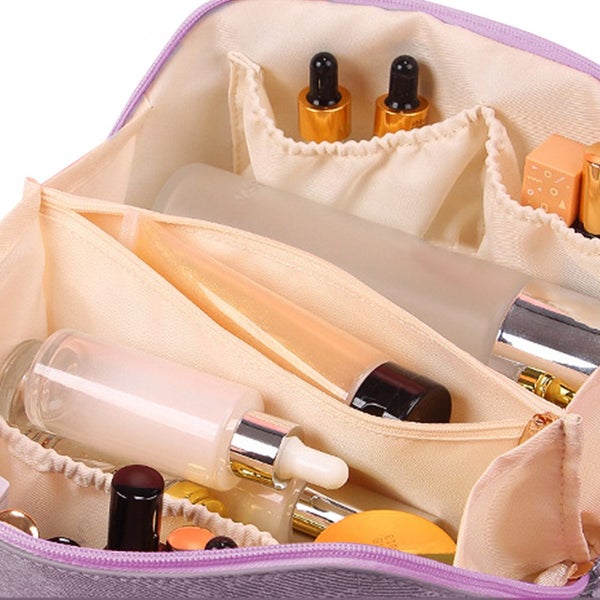 Large Opening PU Leather Makeup Bag -Purple Carousel 2