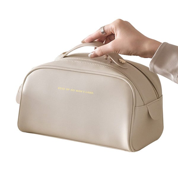 Double Zipper Cosmetic Bag Makeup Organizer Travel Toiletry Bag -White Carousel 1