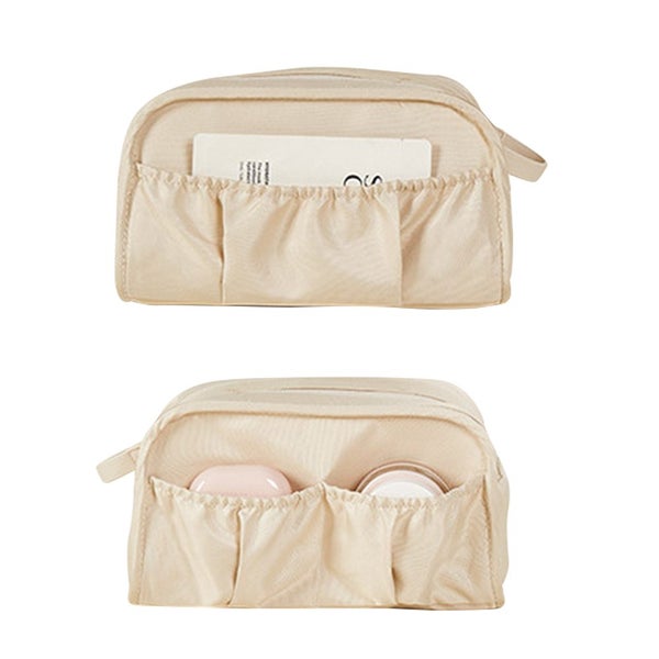 Double Zipper Cosmetic Bag Makeup Organizer Travel Toiletry Bag -White Carousel 9