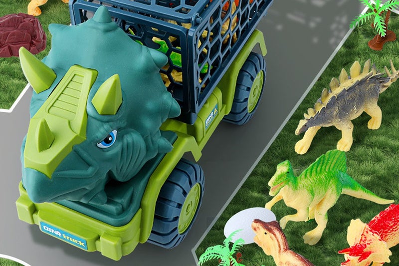 Toy Dinosaur Truck Transport Car with 15 Dino Figures Dinosaur Play Set for Boys Carousel 4