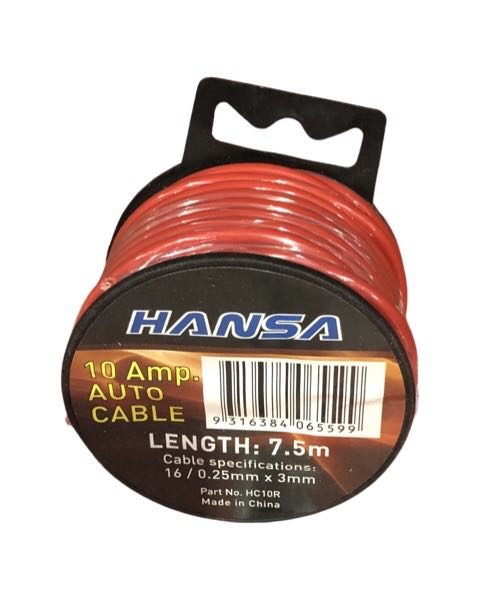 10 AMP AUTO CABLE 7.5M - 16/0.25mm x 3mm RED - T330R Carousel 1