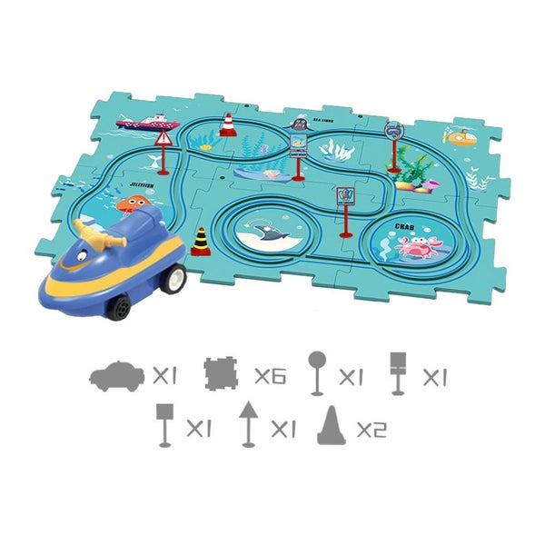 Toy DIY Assembling Electric Trolley Educational Puzzle Track Car Play Set Rail C Carousel 2