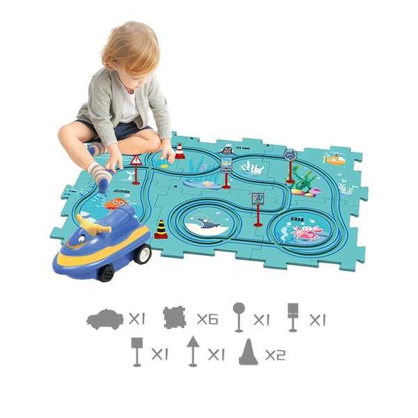 Toy DIY Assembling Electric Trolley Educational Puzzle Track Car Play Set Rail C Carousel 5