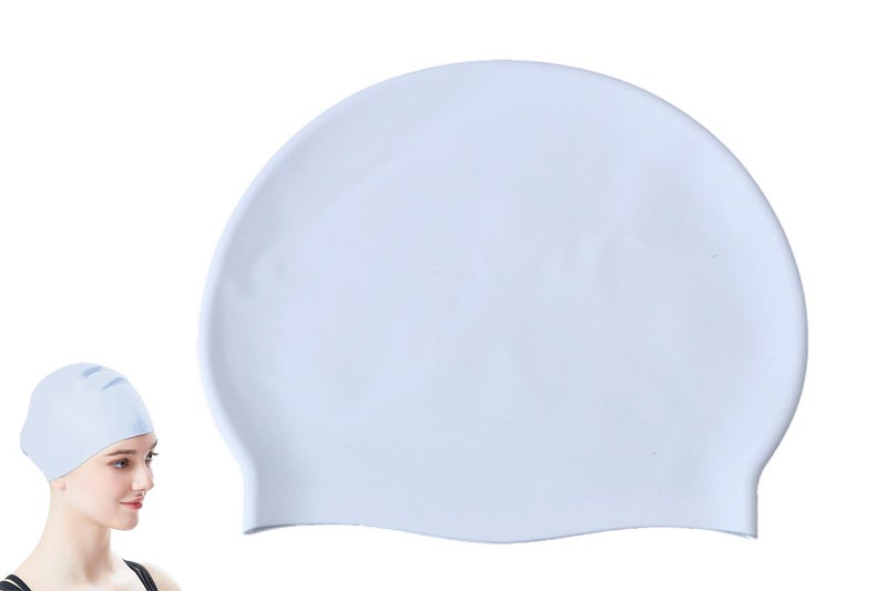 Silicone Swimming Cap Highly Elastic Ear Protection Swimming Hat Solid Color for Carousel 1