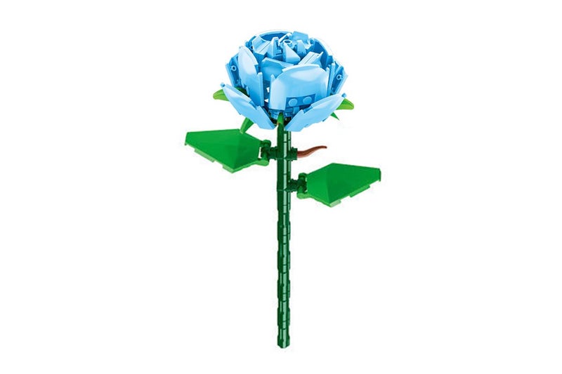 1Pc Flower Building Block Kit Artificial Flowers Building Sets-Blue Rose Carousel 2