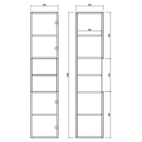 Bathroom Wall Side Cabinet 1600mm - Natural Oak Carousel 4