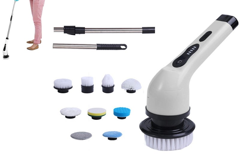 Electric Scrubber with 9 Replaceable Brush Heads Multifunctional Adjustable Exte Carousel 1
