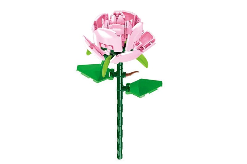 1Pc Flower Building Block Kit Artificial Flowers Building Sets-Pink Rose Carousel 2