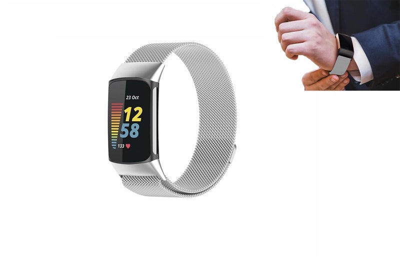 Stainless Steel Metal Band Compatible with Fitbit Charge 5 Magnetic Adjustable B Carousel 1