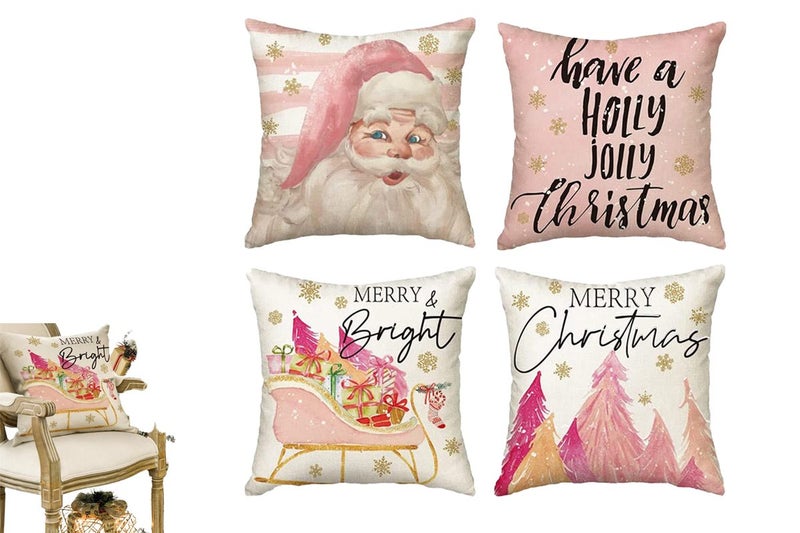 4pcs Christmas Pillowcase for Living Room Sofa Home Bedroom Decoration-Each of S Carousel 1