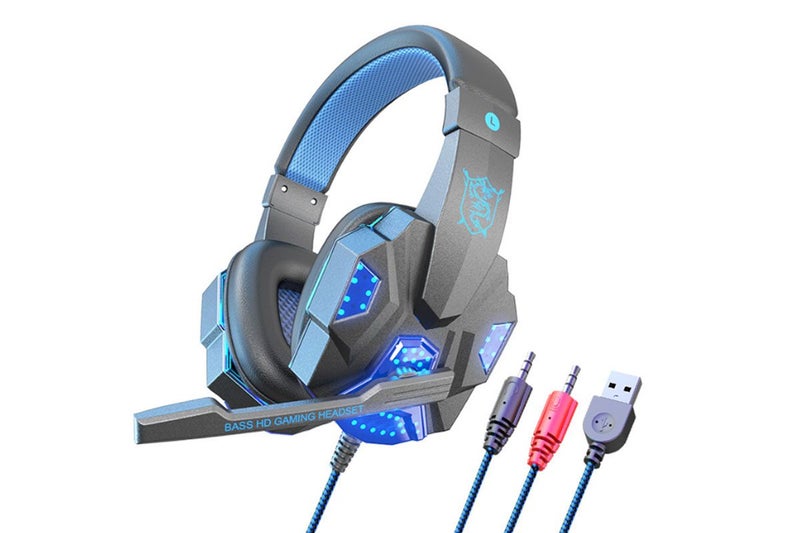 Wired Gaming Headset Headphones with Microphone Led Light-Red Carousel 1
