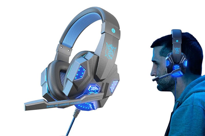 Wired Gaming Headset Headphones with Microphone Led Light-Red Carousel 3